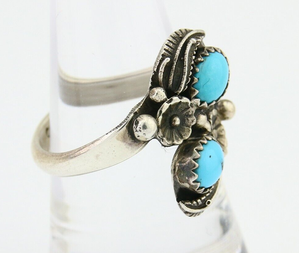 Zuni Ring 925 Silver Blue Turquoise Native American Artist Size