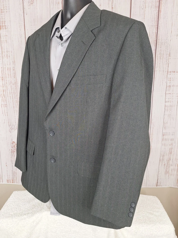 Haband 2 Piece Suit Mens 42R 36X29 Charcoal Stripe Single Vented - Image 4 of 4
