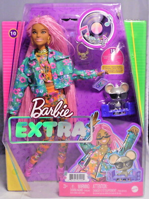 Barbie Extra # 10 Afro rosa Rasta Haare  2020, 15 Styling-Zubehörteile GFX09 NEU
