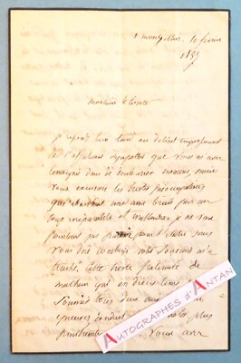   L.A.S 1879 Paul-Jean SAUZET Montpellier Pdt Abgeordnetenkammer geboren Lyon Brief