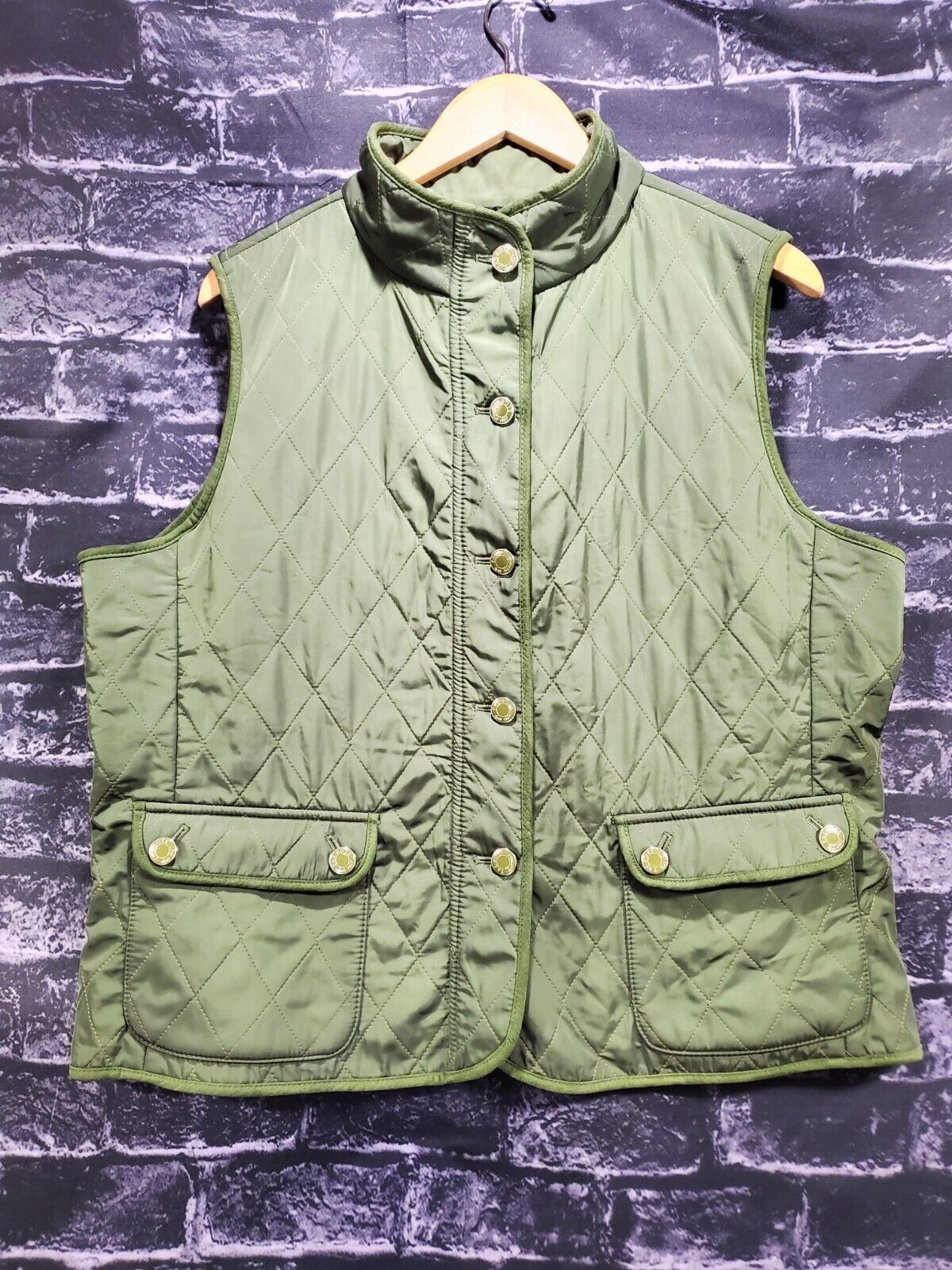 Talbots Petite Quilted Puffer Vest Womens XL Gree… - image 12