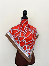 New Gucci Scarf GG Logo Orange Ropes Print Nautical Silk Wrap wth Gucci Gift Box