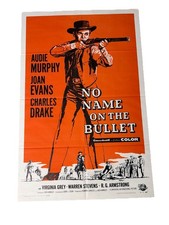 Original 1959 No Name on the Bullet Poster Lot 27x41 + 14x36 Audie Murphy