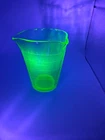 Federal Glass Co.  Green Uranium Glass Triple Spout Graduated Measuring Cup