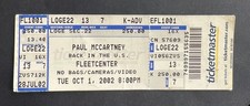 2002 Paul McCartney Concert Ticket Stub 10/1/02 - Fleet Center, Boston MA.