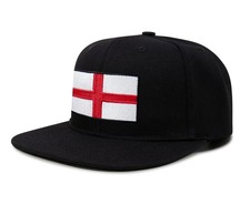 England - St. George Flag Hat - Snapback Trucker Baseball Cap (Black Flatbill)