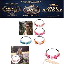 Flower Crown for Women Girls - Bridal Hair Accessories - Pink Floral Headband