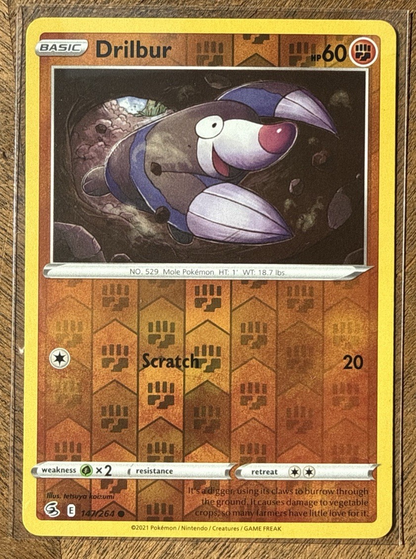 Pokemon TCG SWSH08: Fusion Strike Drilbur 147/264 Reverse Holo LP