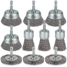 10 Pcs Wire Brush for Drill, Coarse Carbon Steel Crimping Wire Wheel Brush, 1/4
