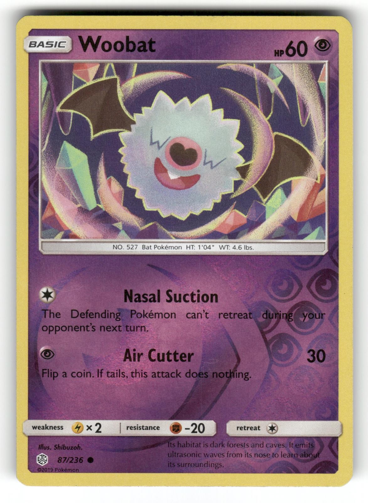 Woobat LP 87/236 Reverse Holo Cosmic Eclipse Pokemon Common