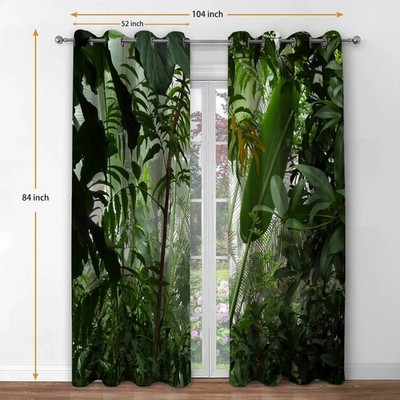 Tropical Rainforest Green Plant Blackout Curtains Nature Scenery Decor Home Bedr