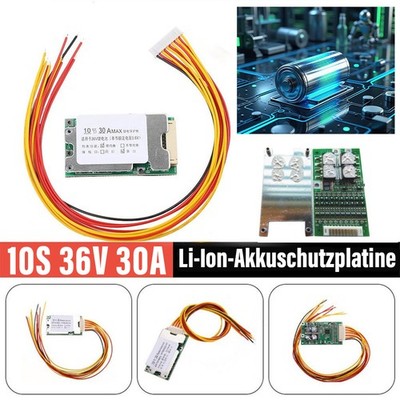 10S 36V 30A Li-Ion Akku Batterie Schutz BMS PCB Board mit Balance-Funktion DHL_