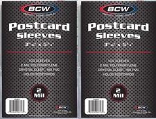 2 Packs of 100 - 200 Total BCW Standard Size Postcard Sleeves Archival Acid Free
