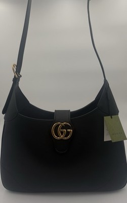 Gucci Aphrodite Black Shoulder Bag Logo Gold Hardware w/ Dust Bag, Large