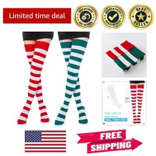 Elegant Over-the-Knee Striped Thigh High Socks   Machine Washable Cotton Blend