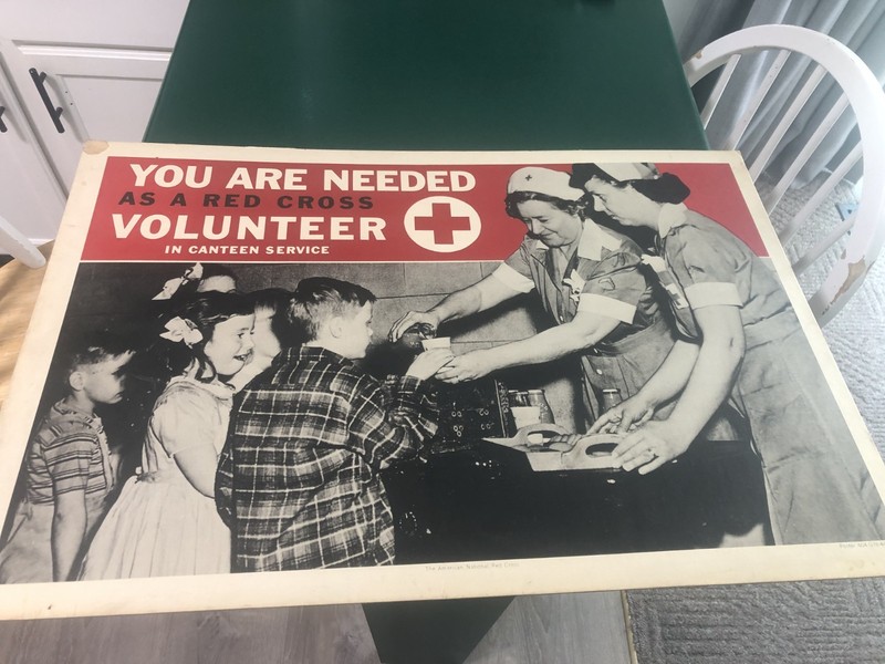 original 20 x 30 American Red Cross post war volunteer cardboard posters rare