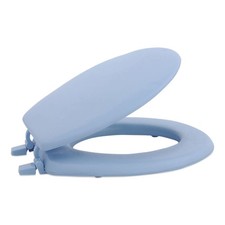 Soft Vinyl Toilet Seat Light Blue 17" Padded Cushion Easy Install Standard Fit