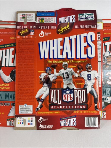 Lotto di sei scatole cereali GM Wheaties Dan Marino 1995 e 1996 - appiattite - Foto 4 di 10
