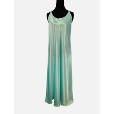 Oscar de la Renta Women Pink Label Aqua Satin Nightgown Maxi Dress XL