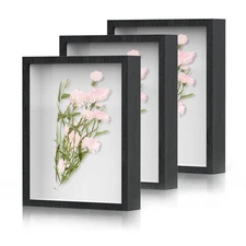 Shadow Box Frame 8x10 - 3 Pack Wood Deep Shadowbox with Glass Shadow