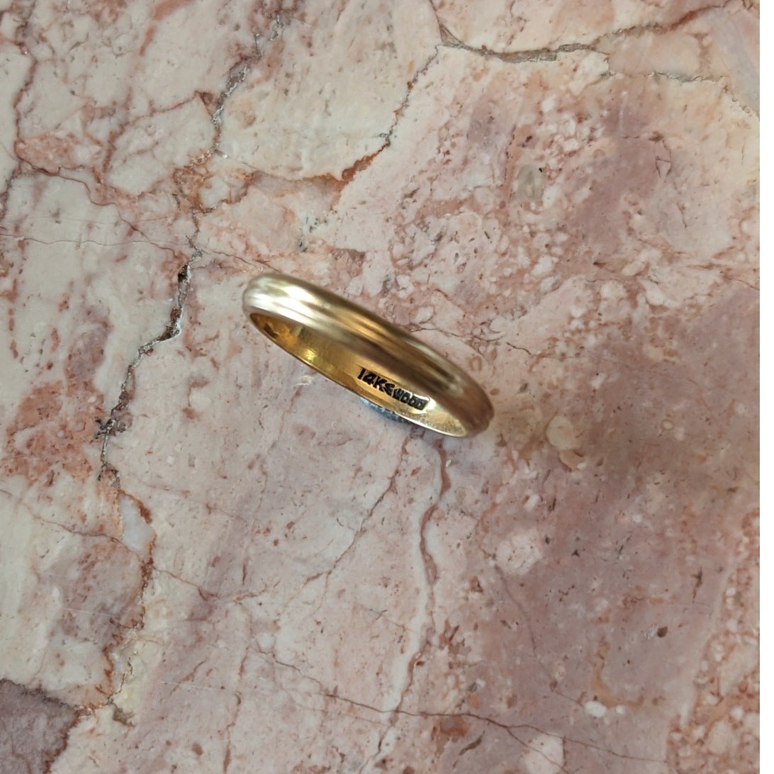 Vintage 14k Yellow Gold Simple Minimal Line Pattern Ring Size 5.25