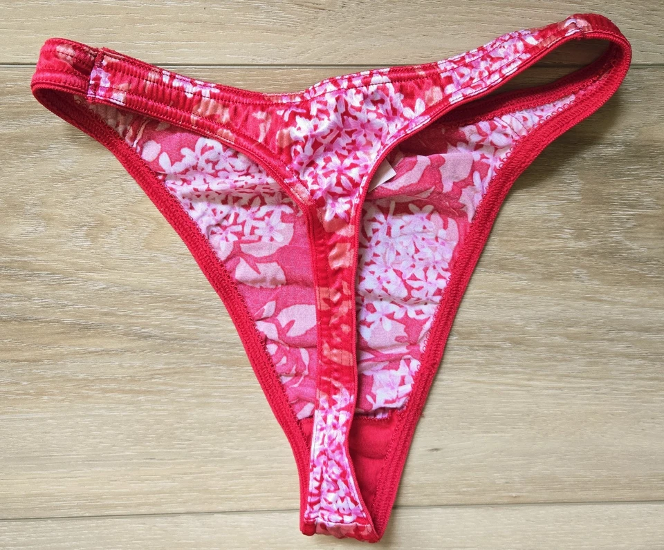 Vintage Victoria's Secret Floral Silky Second Skin Satin Thong Panties M *READ* - Image 2 of 4