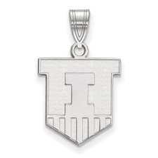 10k White Gold LogoArt University of Illinois Victory Badge Medium Pendant