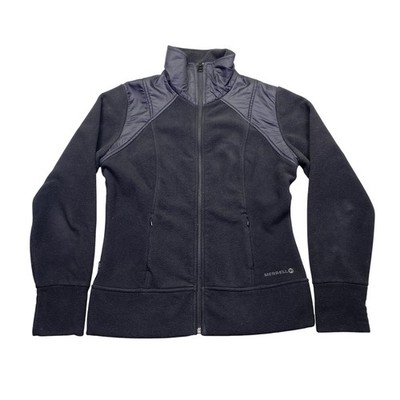 Merrell Aeroblock Womens Fleece Jacket Black Full Zip Mock Neck Hiking Sz M