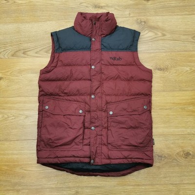 Rab Sanctuary Bodywarmer gefütterte Weste Herren S Small rot burgund Daunen Federn
