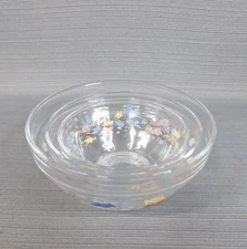 DURABLE HEAT RESISTANT 3 Nesting Glass Bowls Floral