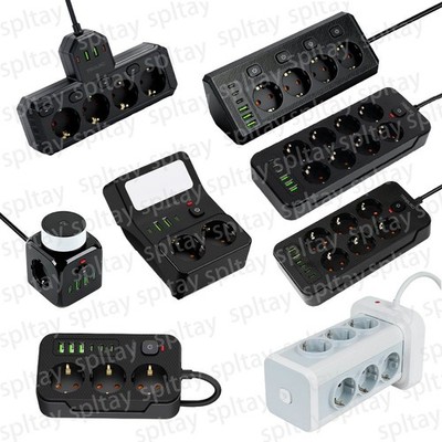 Steckdosenleiste 3 4 6 8Fach USB Mehrfachsteckdose mit Flachstecker und Schalter