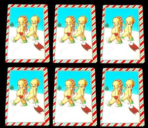 6 Kewpie Paper Moon Greeting Cards with envelopes Featuring Rose O'Neill Kewpies