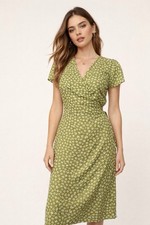 Reformation Y2K Zena Green Wrap Ditsy Floral Mini Dress Size M NWT
