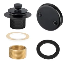 Matte Black Lift & Turn Tub Trim Set with Two-Hole Overflow Faceplate and No.