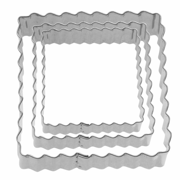 Westmark Ausstechformen Quadrat Gewellt 3-Teilig Edelstahl 4 Cm 5 Cm 6 Cm Silber-image