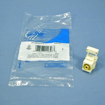 Quickport Almond RCA Stereo Audio Jack Yellow Stripe Gold Barrel 40735-RYA