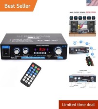 Bluetooth 5.0 Stereo Amplifier, 200W Mini Audio Receiver with Remote Control