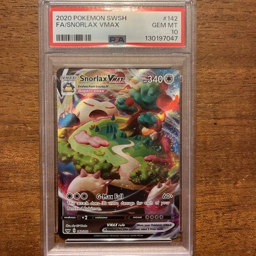 Pokémon 2020 Sword & Shield Snorlax VMAX Full Art Holo #142/202 PSA 10