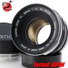 Canon FL 50mm f/1.4 Standard MF Lens for A-1 AE-1 w/ Hood Cap Tested JAPAN MINT
