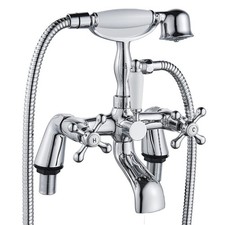 Victorian Bath Taps with Shower,Luckyhome Traditional 1/4 Turn Dual Lever Bathro