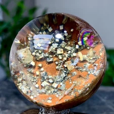 100G Natural high-quality Shiny pyrite with quartz Crystal Sphere Ball Healing