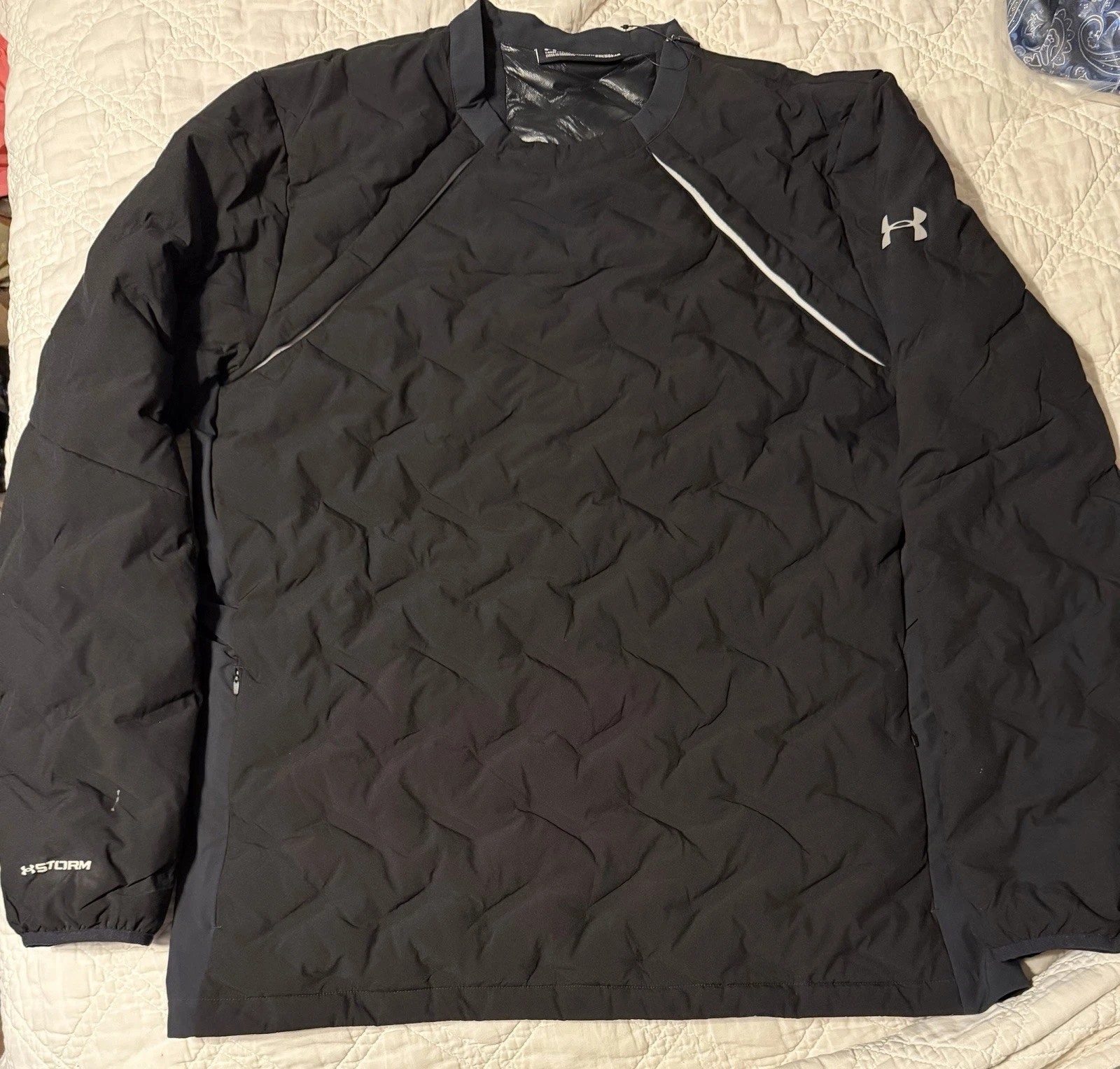 Under Armour Storm Jacket Men’s Sz Large Cold gear Pullover Black Quilt