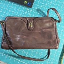 Vintage Etienne Aigner Burgundy Leather Shoulder Bag Brass Logo 12x7 Crossbody