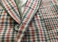 Vtg 1960's Bold Green Brown Plaid Sack Sport Coat 38 XS 3/2 roll USA Ivy League