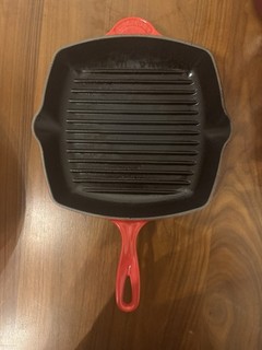 Vintage Le Creuset France Enameled Cast Iron Red Square Grill Skillet Cerise