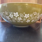 Pyrex Vintage Green Daisy Spring Blossom Large Mixing Bowl Pre 1980’s All Caps