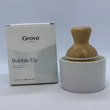 Grove Collaborative Bubble Up Soap Dispenser Dish Brush Set Bamboo & Ceramic NIB