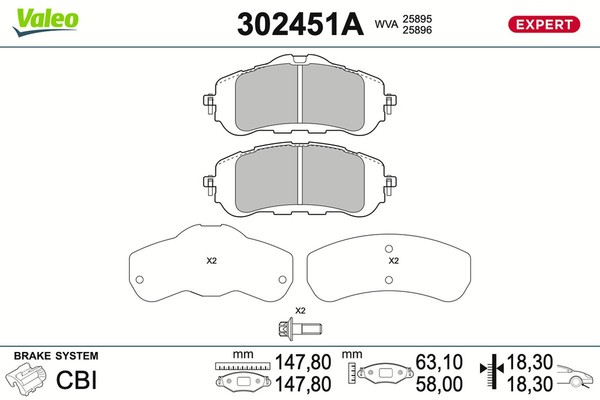 Bremsbelagsatz Scheibenbremse Expert Valeo 302451A FüR Opel Combo K9 Astra OV5 2-image