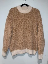 Listicle Womens Sweater M Pullover Leopard Fuzzy soft high neck