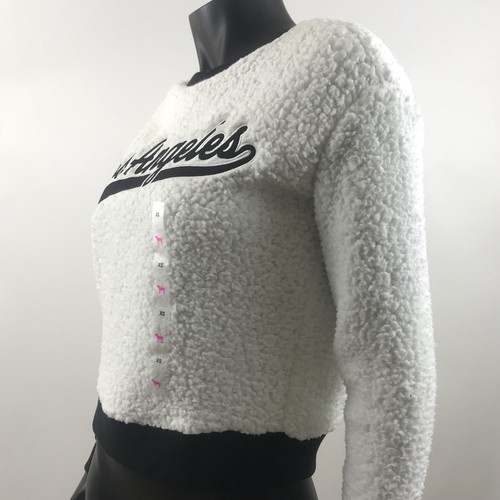 NWT Victorias Secret Pink White Los Angeles Sherpa Pullover Ultra Soft XS XSmall - Picture 8 of 9